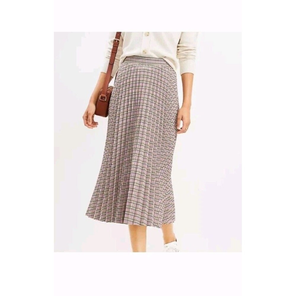New LOFT Multi Color Plaid Pleated Skirt Preppy Academia Womens Size 4 - Picture 13 of 13